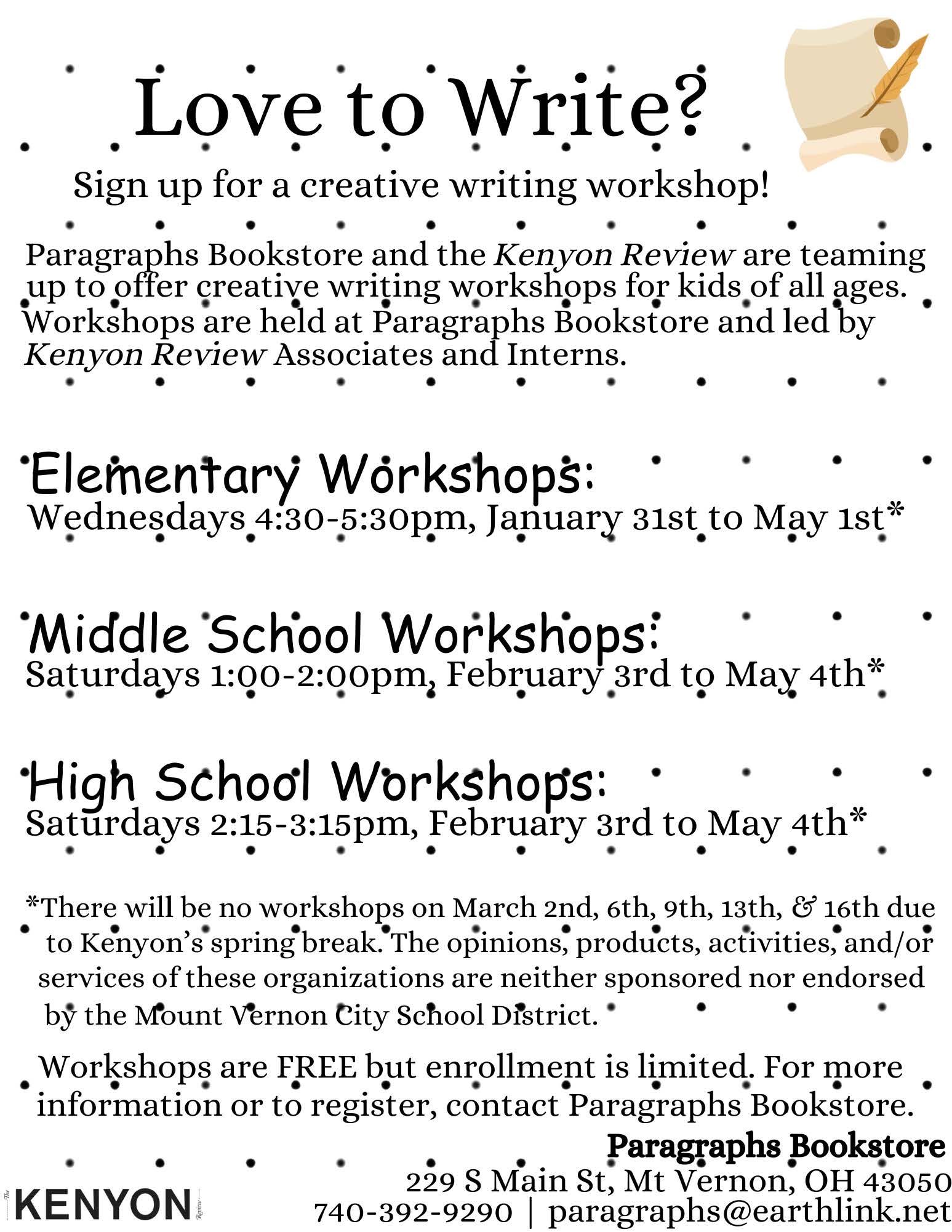 FREE Creative Writing Workshops